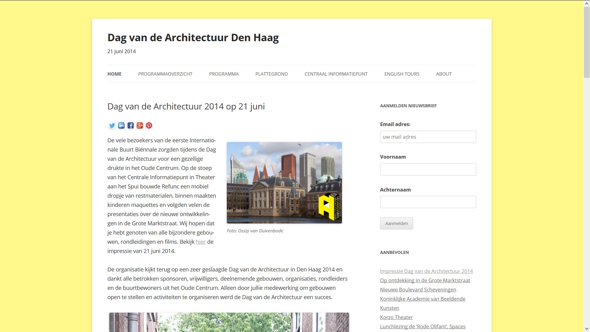 website bouwen voor Dag van de Architectuur